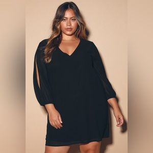 Lulus Shifting Dears Black Long Sleeve Dress Size 2X